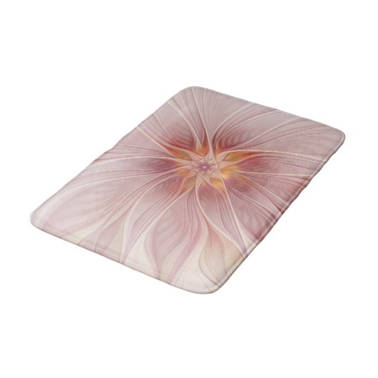 Zachte roze Floral Dream Abstracte fractale kunstb Badmat (Gekanteld)