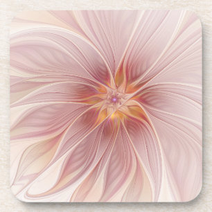 Zachte roze Floral Dream Abstracte fractale kunstb Bier Onderzetter