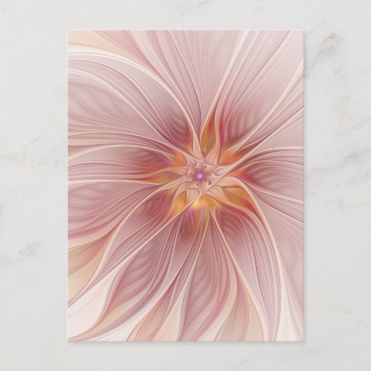 Zachte roze Floral Dream Abstracte fractale kunstb Briefkaart (Voorkant)