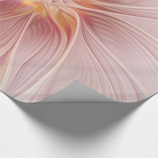 Zachte roze Floral Dream Abstracte fractale kunstb Cadeaupapier (Hoek)