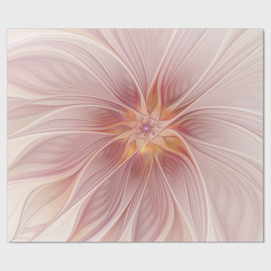 Zachte roze Floral Dream Abstracte fractale kunstb Cadeaupapier (Vlak)