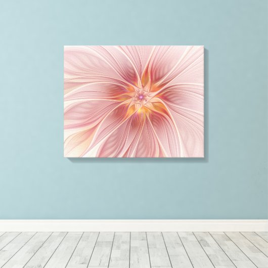 Zachte roze Floral Dream Abstracte fractale kunstb Canvas Afdruk (Insitu (Houten vloer))