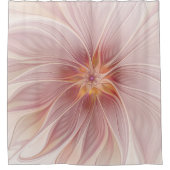Zachte roze Floral Dream Abstracte fractale kunstb Douchegordijn (Voorkant)