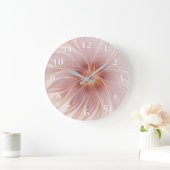 Zachte roze Floral Dream Abstracte fractale kunstb Grote Klok (Huis)