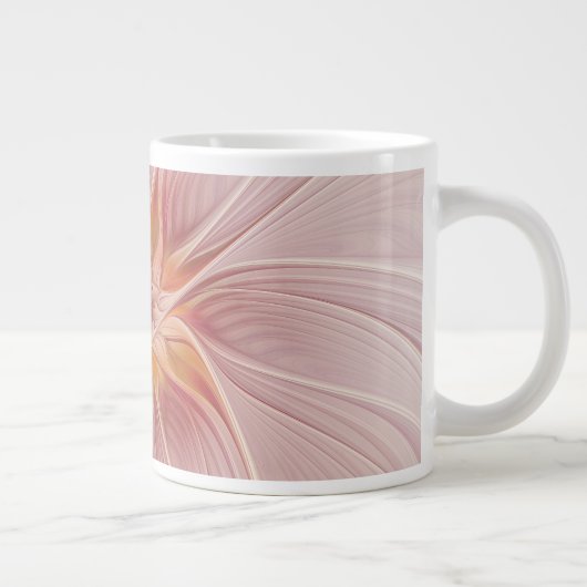 Zachte roze Floral Dream Abstracte fractale kunstb Grote Koffiekop (Rechts)