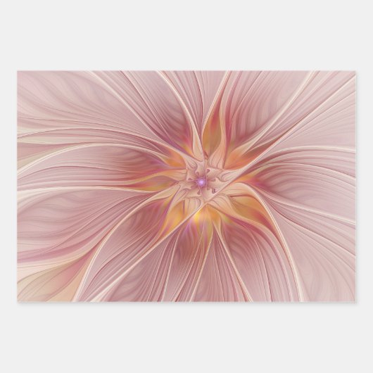 Zachte roze Floral Dream Abstracte fractale kunstb Inpakpapier Vel (Voorkant 2)