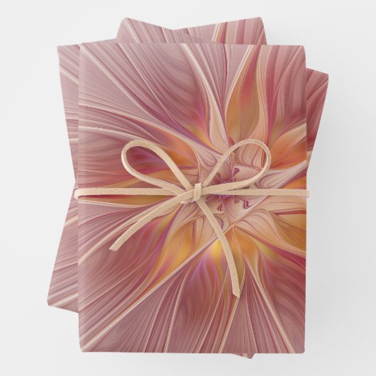 Zachte roze Floral Dream Abstracte fractale kunstb Inpakpapier Vel (In situ)