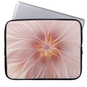 Zachte roze Floral Dream Abstracte fractale kunstb Laptop Sleeve