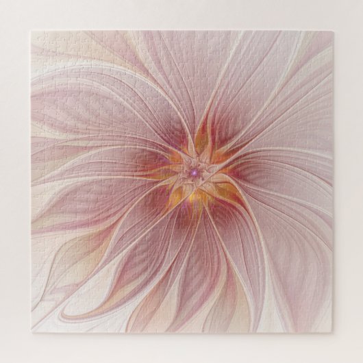 Zachte roze Floral Dream Abstracte fractale kunstb Legpuzzel (Verticaal)