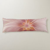 Zachte roze Floral Dream Abstracte fractale kunstb Lichaamskussen (Achterkant)