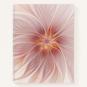 Zachte roze Floral Dream Abstracte fractale kunstb Notitieboek