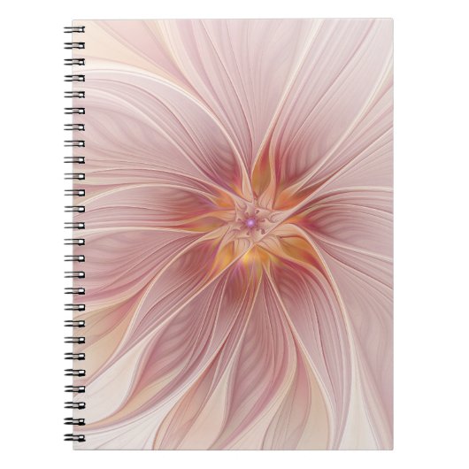 Zachte roze Floral Dream Abstracte fractale kunstb Notitieboek (Voorkant)
