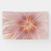 Zachte roze Floral Dream Abstracte fractale kunstb Spandoek (Horizontaal)
