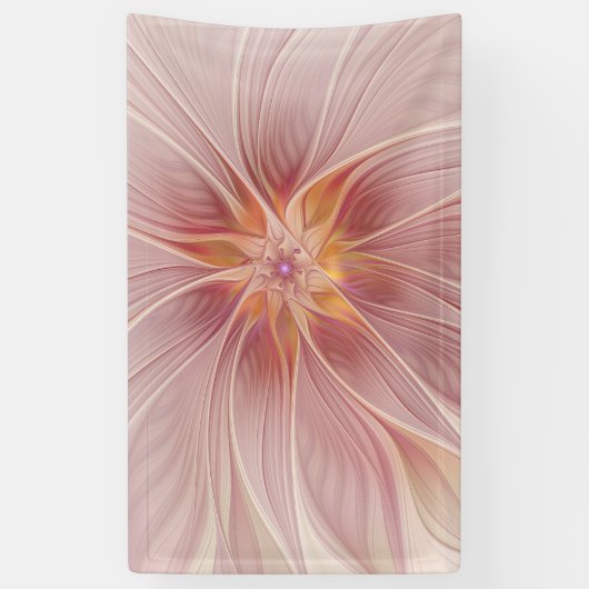 Zachte roze Floral Dream Abstracte fractale kunstb Spandoek (Verticaal)