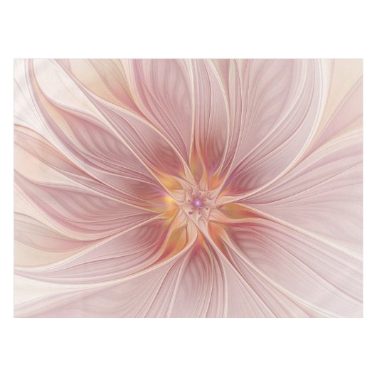 Zachte roze Floral Dream Abstracte fractale kunstb Tafelkleed (Voorkant (Horizontaal))