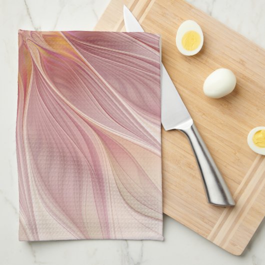 Zachte roze Floral Dream Abstracte fractale kunstb Theedoek (Quarter Fold)