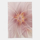 Zachte roze Floral Dream Abstracte fractale kunstb Theedoek (Verticaal)