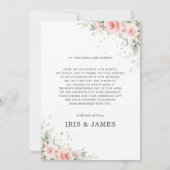 Zachte roze Floral Greenery Geometric Photo Weduws Bedankkaart (Achterkant)