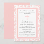 Zachte roze Floral Paisley Eerste communiqué Kaart (Voorkant / Achterkant)