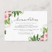 Zachte roze Floral Wedding Hotel Accommodatie Informatiekaartje (Voorkant)