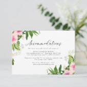 Zachte roze Floral Wedding Hotel Accommodatie Informatiekaartje (Staand voorkant)