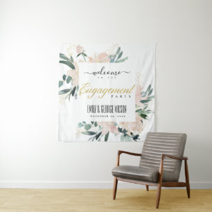 ZACHTE ROZE FLORALE WATERCOLOR TROUWKAART WELKOM WANDKLEED