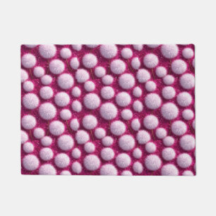 Zachte Roze Fluffy Ballen op Glitterende Levendige Deurmat