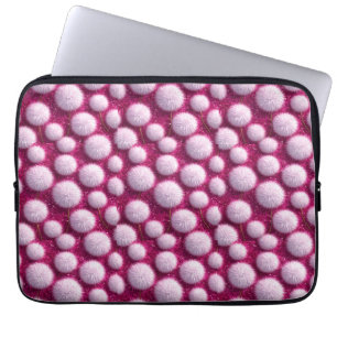 Zachte Roze Fluffy Ballen op Glitterende Levendige Laptop Sleeve