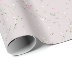 Zachte Roze Gaura Watercolor Bloemen Cadeaupapier