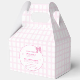 Zachte Roze Gingham Baby Shower Punt Gevel Bedankdoosjes