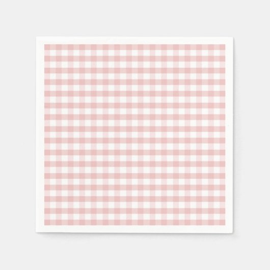 Zachte Roze Gingham Geruite Verjaardag Baby Shower Servet (Voorkant)