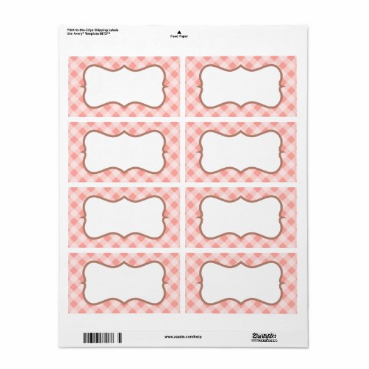 Zachte Roze Gingham Labels (Full Sheet)