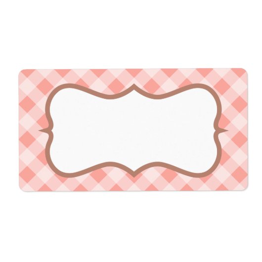 Zachte Roze Gingham-labels Etiket (Voorkant)