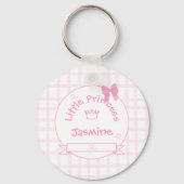 Zachte Roze Gingham Sleutelhanger met Mooie Strik (Achterkant)