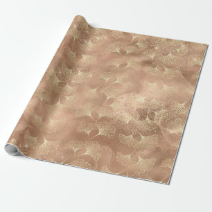 Zachte Roze Ginkgo Botanisch Goudblad Patroon Cadeaupapier