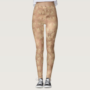Zachte Roze Ginkgo Botanisch Goudblad Patroon Leggings