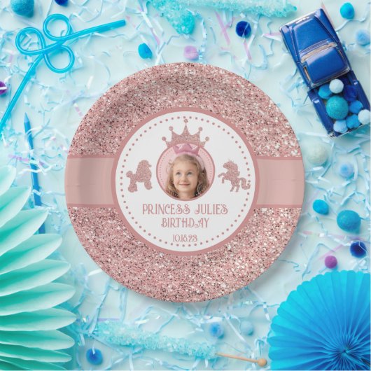 Zachte Roze glitter sparkle prinses verjaardag Papieren Bordje (Feest)
