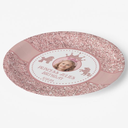 Zachte Roze glitter sparkle prinses verjaardag Papieren Bordje (Gekanteld)