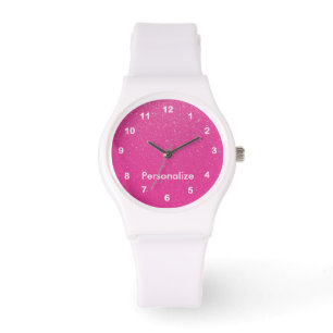 Zachte roze Glitterprint Horloge