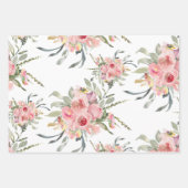 Zachte Roze Gouden Bloem Bruiloft Inpakpapier Vel (Voorkant 2)
