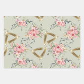 Zachte Roze Gouden Bloem Bruiloft Inpakpapier Vel (Voorkant)