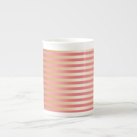 Zachte roze & gouden gradatie strepen porselein kop (Voorkant)