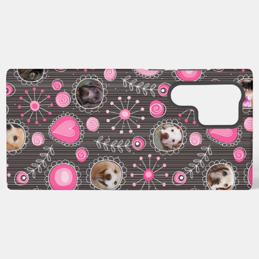 Zachte Roze Hart en Bloem Hondenmoeder Fotocollage Samsung Galaxy Hoesje (Achterkant horizontaal)