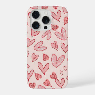Zachte Roze Hart Patroon Hoesje iPhone 15 Pro Case