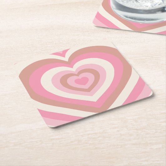 Zachte roze harten kartonnen onderzetters (Schuin)