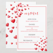 Zachte Roze Harten Trouw Menu Kaart (Voorkant / Achterkant)