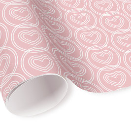 Zachte Roze Hartjes Cirkels Moderne Stijl Patroon Cadeaupapier