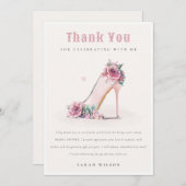 Zachte Roze Hoge Hakken Bloemrijke Bruidsuitvaart Bedankkaart (Voorkant / Achterkant)