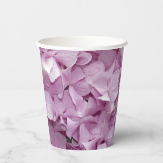 Zachte Roze Hortensia Huwelijkspapieren Bekers (Achterkant)