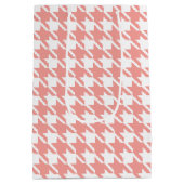 Zachte Roze Houndstooth Gift Bag Medium Cadeauzakje (Achterkant)